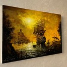 Galeão ao pôr do sol, óleo sobre tela