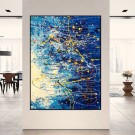 Composição em azul e ouro, acrílico sobre tela