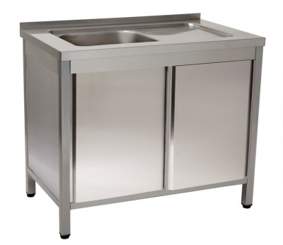 Bancada fechada c/portas e c/cuba de lavagem Modular Climainox